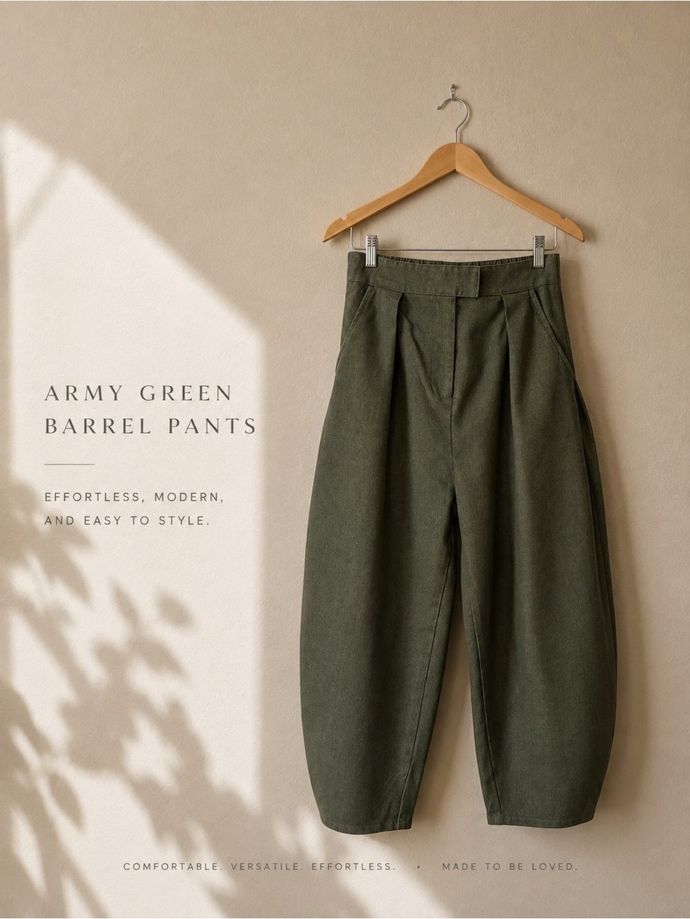 Army Green Barrel Pants - Effortless, modern, and easy to style ✨
